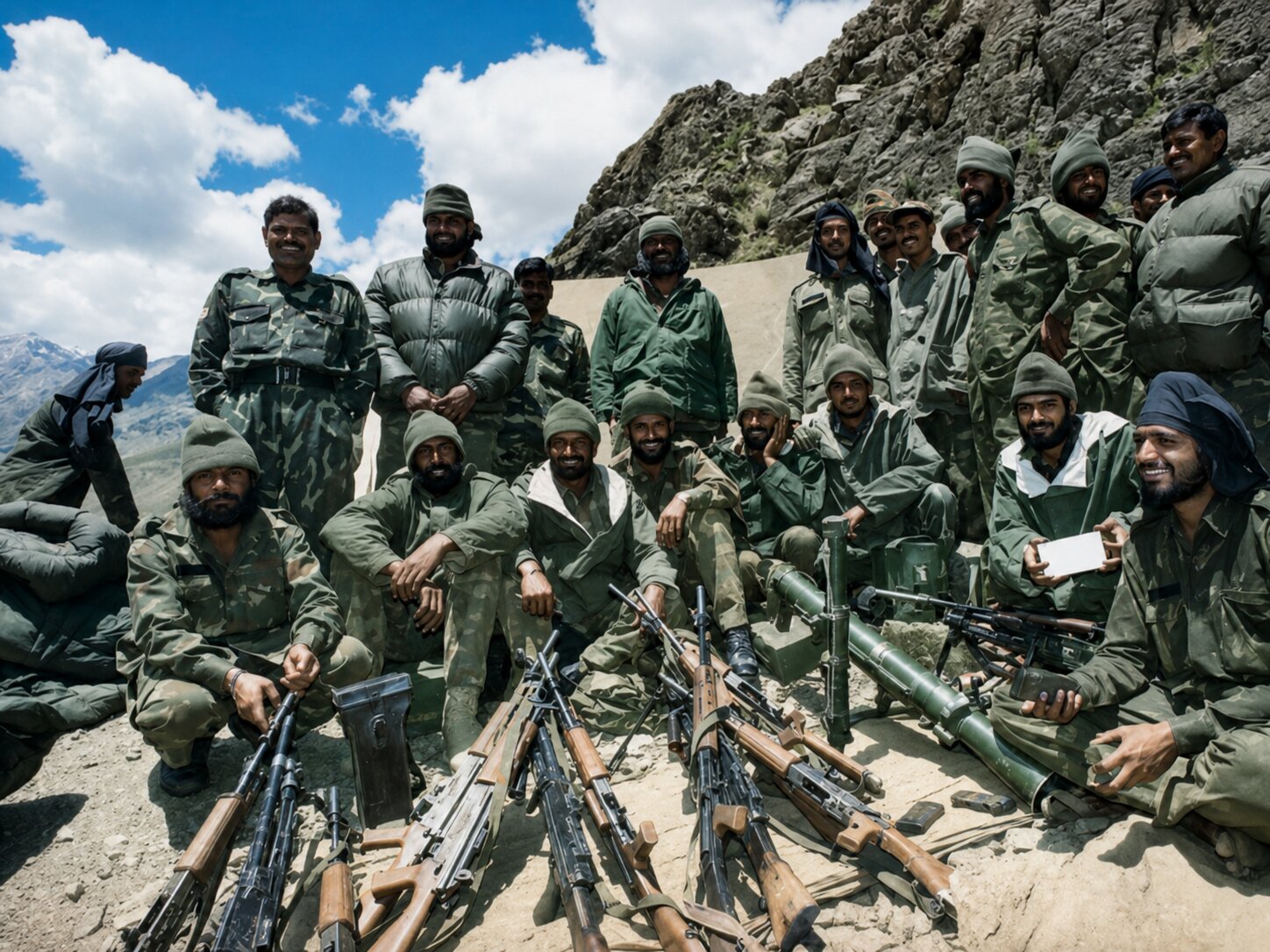 Soldiers of 8 Sikh in the field, Kargil sector, 1999