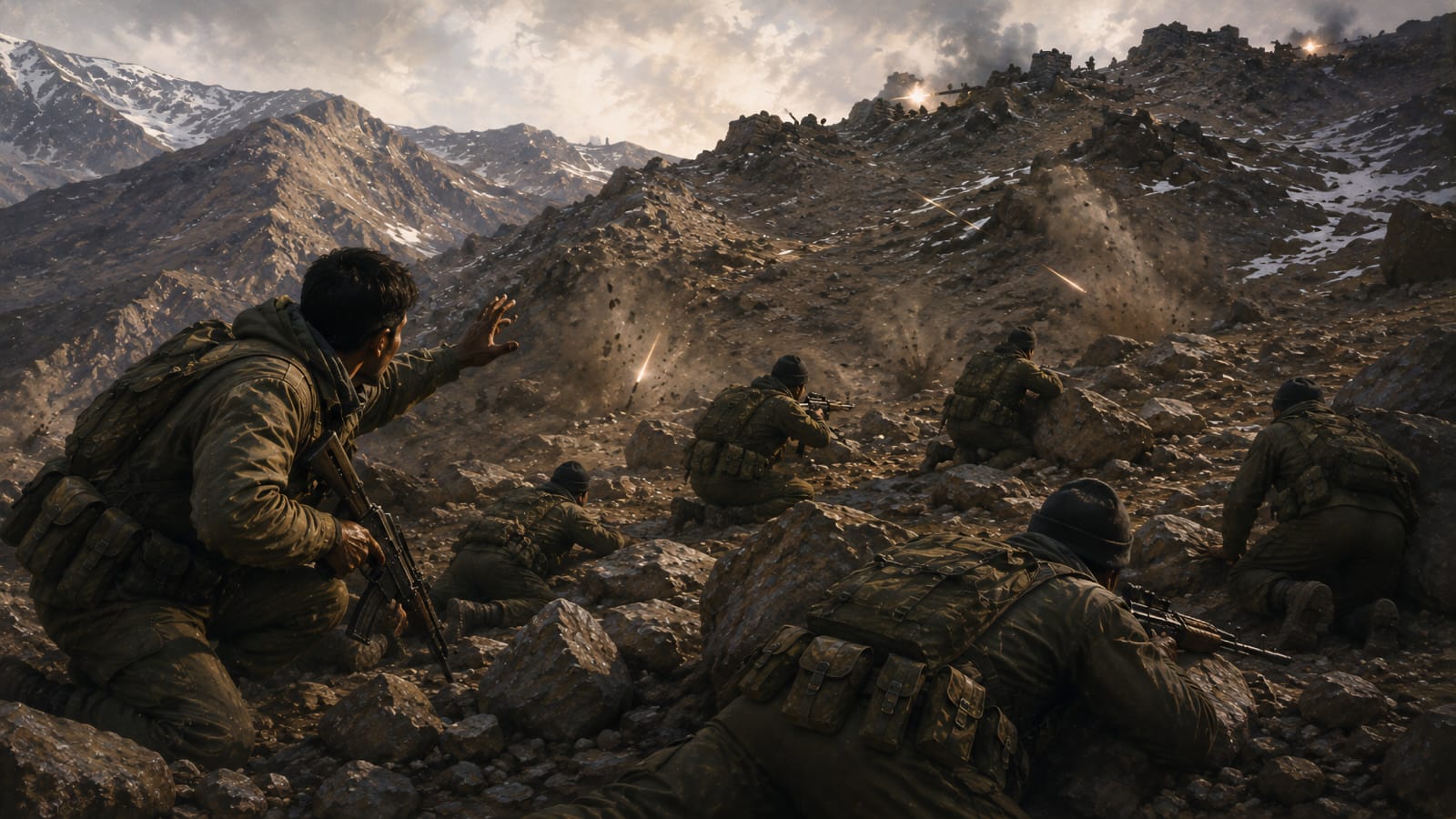 Dramatized recreation of the firefight near the Line of Control, Kargil
