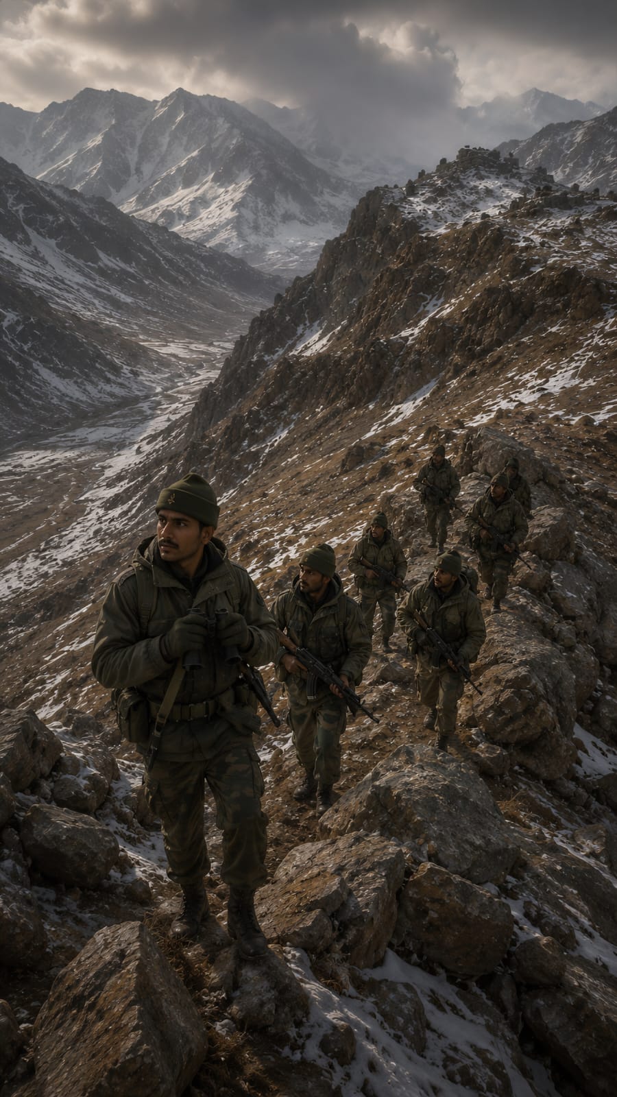 Dramatized recreation of a patrol near Bajrang Post, Kargil